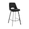 Armen Living Carise Black Faux Leather and Black Metal Swivel 30" Bar Stool LCCABABLBL30 - alternate 1
